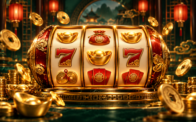 Gold and red online slot reels